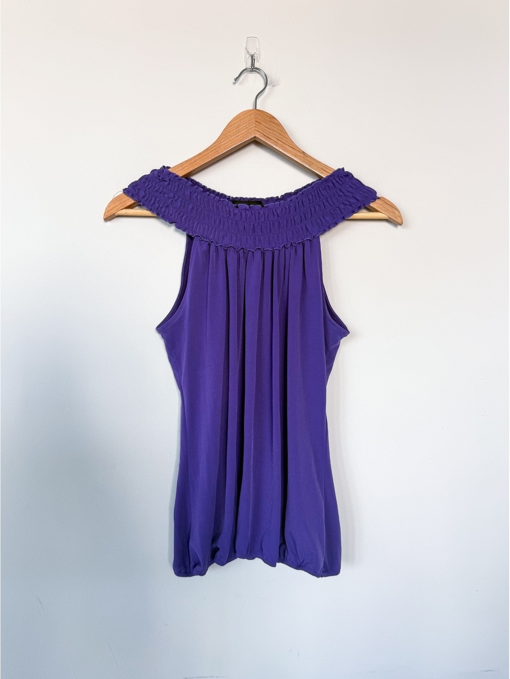 The Limited Stretchy Halter Neck Y2K Purple Ruffle Blouse Tank Top Going Out